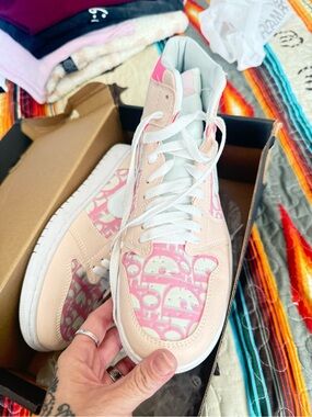 Jordan Women’s Pink Cream Logo-Print Low-Top Sneakers